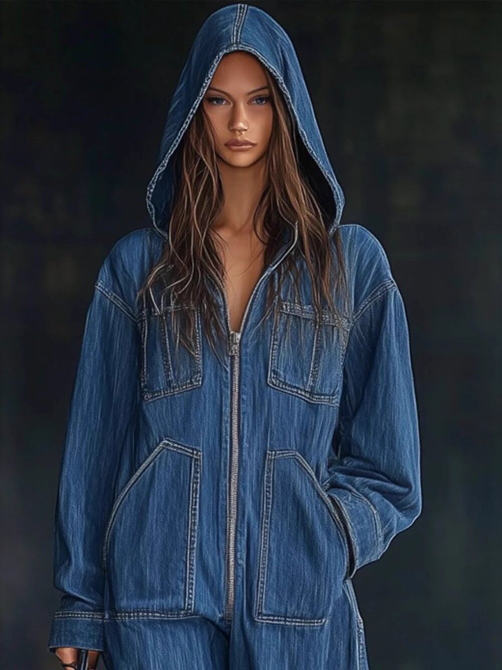 Women’s Long Sleeve Straight Leg Jumpsuit S–2XL – Casual Wide Waist One Piece Ou - Picture 3 of 3